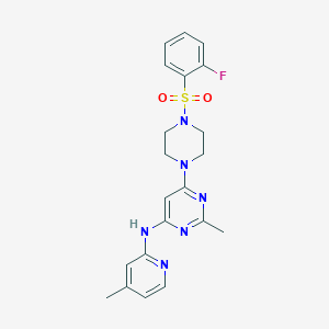 6-(4-((2-fluorophenyl)sulfonyl)piperazin-1-yl)-2-methyl-N-(4-methylpyridin-2-yl)pyrimidin-4-amine