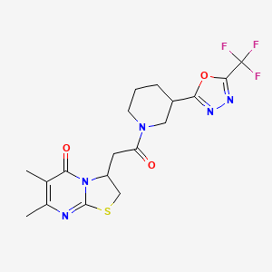 6,7-dimethyl-3-(2-oxo-2-(3-(5-(trifluoromethyl)-1,3,4-oxadiazol-2-yl)piperidin-1-yl)ethyl)-2H-thiazolo[3,2-a]pyrimidin-5(3H)-one