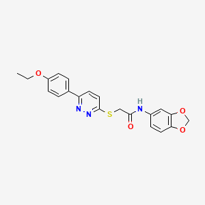 molecular formula C21H19N3O4S B2667172 N-(2H-1,3-benzodioxol-5-yl)-2-{[6-(4-ethoxyphenyl)pyridazin-3-yl]sulfanyl}acetamide CAS No. 894000-43-2