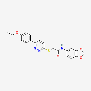 molecular formula C21H19N3O4S B2667172 N-(1,3-benzodioxol-5-yl)-2-[6-(4-ethoxyphenyl)pyridazin-3-yl]sulfanylacetamide CAS No. 894000-43-2