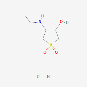 molecular formula C6H14ClNO3S B2667180 4-(Ethylamino)tetrahydro-3-thiopheneol1,1-dioxide hydrochloride CAS No. 1177314-41-8