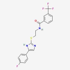molecular formula C19H15F4N3OS B2667182 N-(2-((5-(4-fluorophenyl)-1H-imidazol-2-yl)thio)ethyl)-3-(trifluoromethyl)benzamide CAS No. 897456-11-0