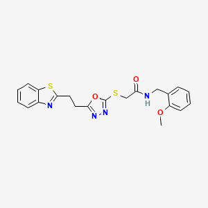 molecular formula C21H20N4O3S2 B2667188 2-((5-(2-(苯并[d]噻唑-2-基)乙基)-1,3,4-噁二唑-2-基)硫)-N-(2-甲氧基苄基)乙酰胺 CAS No. 1251563-04-8