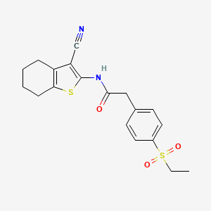 molecular formula C19H20N2O3S2 B2667190 N-(3-cyano-4,5,6,7-tetrahydro-1-benzothiophen-2-yl)-2-[4-(ethanesulfonyl)phenyl]acetamide CAS No. 941972-17-4