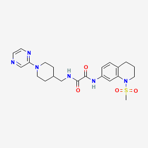 molecular formula C22H28N6O4S B2667198 N-(1-methanesulfonyl-1,2,3,4-tetrahydroquinolin-7-yl)-N'-{[1-(pyrazin-2-yl)piperidin-4-yl]methyl}ethanediamide CAS No. 1396747-31-1