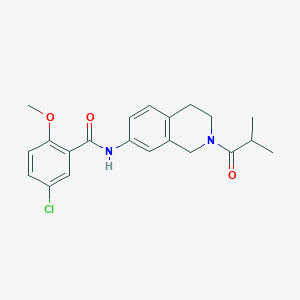 molecular formula C21H23ClN2O3 B2667211 5-chloro-2-methoxy-N-[2-(2-methylpropanoyl)-1,2,3,4-tetrahydroisoquinolin-7-yl]benzamide CAS No. 955737-80-1