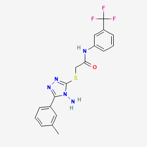 molecular formula C18H16F3N5OS B2667215 2-{[4-amino-5-(3-methylphenyl)-4H-1,2,4-triazol-3-yl]sulfanyl}-N-[3-(trifluoromethyl)phenyl]acetamide CAS No. 769930-94-1