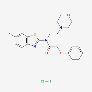 molecular formula C22H26ClN3O3S B2667222 N-(6-methylbenzo[d]thiazol-2-yl)-N-(2-morpholinoethyl)-2-phenoxyacetamide hydrochloride CAS No. 1216442-11-3