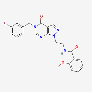 molecular formula C22H20FN5O3 B2667224 N-(2-(5-(3-fluorobenzyl)-4-oxo-4,5-dihydro-1H-pyrazolo[3,4-d]pyrimidin-1-yl)ethyl)-2-methoxybenzamide CAS No. 921990-12-7