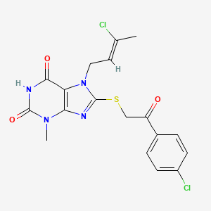 (Z)-7-(3-chlorobut-2-en-1-yl)-8-((2-(4-chlorophenyl)-2-oxoethyl)thio)-3-methyl-1H-purine-2,6(3H,7H)-dione