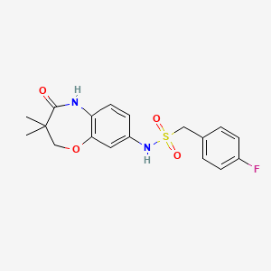 molecular formula C18H19FN2O4S B2667230 N-(3,3-dimethyl-4-oxo-2,3,4,5-tetrahydrobenzo[b][1,4]oxazepin-8-yl)-1-(4-fluorophenyl)methanesulfonamide CAS No. 922125-85-7