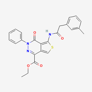 molecular formula C24H21N3O4S B2667242 Ethyl 4-oxo-3-phenyl-5-(2-(m-tolyl)acetamido)-3,4-dihydrothieno[3,4-d]pyridazine-1-carboxylate CAS No. 851947-61-0