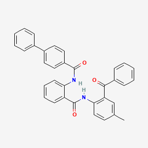 molecular formula C34H26N2O3 B2667245 N-(2-((2-benzoyl-4-methylphenyl)carbamoyl)phenyl)-[1,1'-biphenyl]-4-carboxamide CAS No. 303099-40-3
