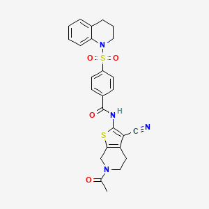 N-(6-acetyl-3-cyano-4,5,6,7-tetrahydrothieno[2,3-c]pyridin-2-yl)-4-((3,4-dihydroquinolin-1(2H)-yl)sulfonyl)benzamide
