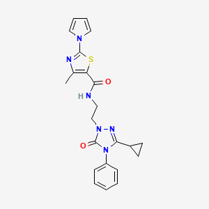 N-(2-(3-cyclopropyl-5-oxo-4-phenyl-4,5-dihydro-1H-1,2,4-triazol-1-yl)ethyl)-4-methyl-2-(1H-pyrrol-1-yl)thiazole-5-carboxamide