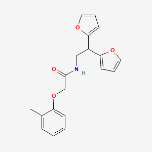 molecular formula C19H19NO4 B2667257 N-[2,2-bis(furan-2-yl)ethyl]-2-(2-methylphenoxy)acetamide CAS No. 2319839-61-5