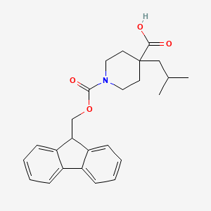 molecular formula C25H29NO4 B2667258 1-(9H-Fluoren-9-ylmethoxycarbonyl)-4-(2-methylpropyl)piperidine-4-carboxylic acid CAS No. 2219379-22-1