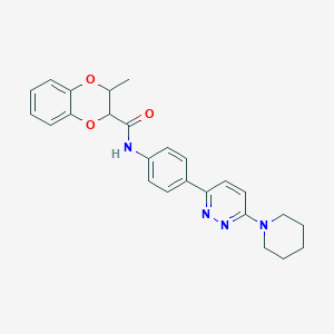 molecular formula C25H26N4O3 B2667259 3-methyl-N-(4-(6-(piperidin-1-yl)pyridazin-3-yl)phenyl)-2,3-dihydrobenzo[b][1,4]dioxine-2-carboxamide CAS No. 1211760-63-2