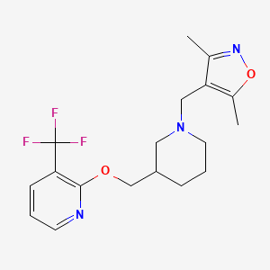 3,5-Dimethyl-4-[[3-[[3-(trifluoromethyl)pyridin-2-yl]oxymethyl]piperidin-1-yl]methyl]-1,2-oxazole