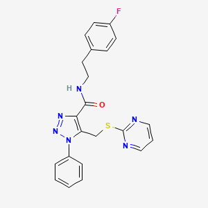 N-(4-fluorophenethyl)-1-phenyl-5-((pyrimidin-2-ylthio)methyl)-1H-1,2,3-triazole-4-carboxamide
