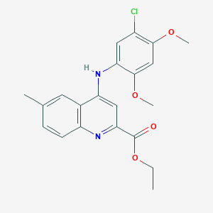 molecular formula C21H21ClN2O4 B2667297 Ethyl 4-[(5-chloro-2,4-dimethoxyphenyl)amino]-6-methylquinoline-2-carboxylate CAS No. 1031957-22-8