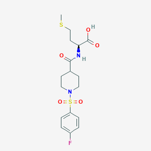 molecular formula C17H23FN2O5S2 B2667300 N-({1-[(4-fluorophenyl)sulfonyl]piperidin-4-yl}carbonyl)-L-methionine CAS No. 1014412-10-2
