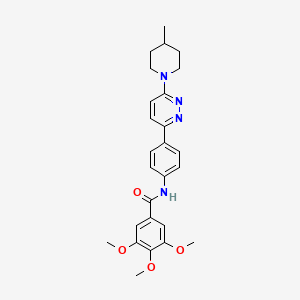 molecular formula C26H30N4O4 B2667301 3,4,5-三甲氧基-N-(4-(6-(4-甲基哌啶-1-基)吡啶并[3,2-d]嘧啶-3-基)苯甲酰)苯甲酰胺 CAS No. 941983-46-6