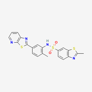 molecular formula C21H16N4O2S3 B2667311 2-methyl-N-(2-methyl-5-(thiazolo[5,4-b]pyridin-2-yl)phenyl)benzo[d]thiazole-6-sulfonamide CAS No. 896679-90-6