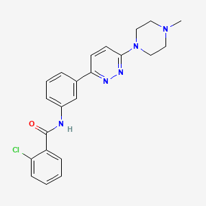 molecular formula C22H22ClN5O B2667314 2-氯-N-[3-(6-(4-甲基哌嗪-1-基)吡啶并[3,2-d]嘧啶-3-基)苯基]苯甲酰胺 CAS No. 899970-22-0