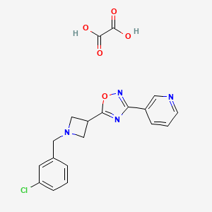 molecular formula C19H17ClN4O5 B2667316 5-(1-(3-Chlorobenzyl)azetidin-3-yl)-3-(pyridin-3-yl)-1,2,4-oxadiazole oxalate CAS No. 1351634-18-8