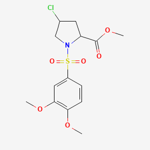 molecular formula C14H18ClNO6S B2667317 Methyl 4-chloro-1-[(3,4-dimethoxyphenyl)sulfonyl]-2-pyrrolidinecarboxylate CAS No. 251310-37-9