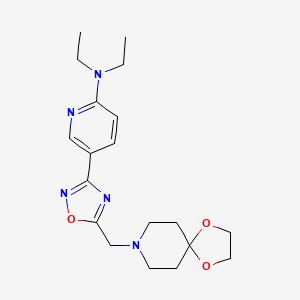 molecular formula C19H27N5O3 B2667321 5-[5-(1,4-dioxa-8-azaspiro[4.5]dec-8-ylmethyl)-1,2,4-oxadiazol-3-yl]-N,N-diethylpyridin-2-amine CAS No. 1251705-38-0