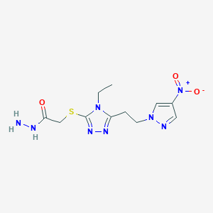 2-({4-ethyl-5-[2-(4-nitro-1H-pyrazol-1-yl)ethyl]-4H-1,2,4-triazol-3-yl}sulfanyl)acetohydrazide