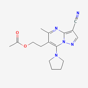 2-[3-Cyano-5-methyl-7-(1-pyrrolidinyl)pyrazolo[1,5-a]pyrimidin-6-yl]ethyl acetate