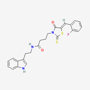4-[(5Z)-5-(2-fluorobenzylidene)-4-oxo-2-thioxo-1,3-thiazolidin-3-yl]-N-[2-(1H-indol-3-yl)ethyl]butanamide