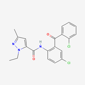 molecular formula C20H17Cl2N3O2 B2667368 N-(4-chloro-2-(2-chlorobenzoyl)phenyl)-1-ethyl-3-methyl-1H-pyrazole-5-carboxamide CAS No. 1172368-49-8