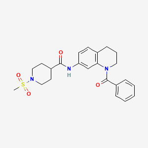 molecular formula C23H27N3O4S B2667380 N-(1-benzoyl-1,2,3,4-tetrahydroquinolin-7-yl)-1-(methylsulfonyl)piperidine-4-carboxamide CAS No. 1211271-99-6