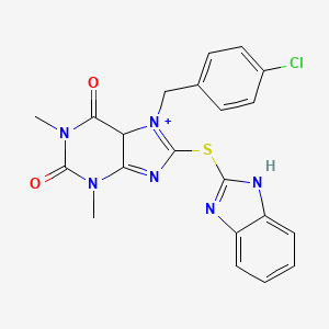 molecular formula C21H17ClN6O2S B2667381 8-(1H-1,3-benzodiazol-2-ylsulfanyl)-7-[(4-chlorophenyl)methyl]-1,3-dimethyl-2,3,6,7-tetrahydro-1H-purine-2,6-dione CAS No. 1798517-78-8