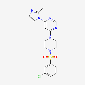 molecular formula C18H19ClN6O2S B2667383 4-(4-((3-chlorophenyl)sulfonyl)piperazin-1-yl)-6-(2-methyl-1H-imidazol-1-yl)pyrimidine CAS No. 1171913-46-4