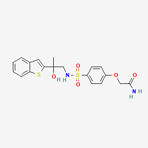 molecular formula C19H20N2O5S2 B2667391 2-(4-{[2-(1-benzothiophen-2-yl)-2-hydroxypropyl]sulfamoyl}phenoxy)acetamide CAS No. 2034604-61-8