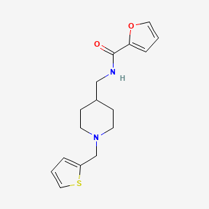molecular formula C16H20N2O2S B2667399 N-((1-(thiophen-2-ylmethyl)piperidin-4-yl)methyl)furan-2-carboxamide CAS No. 953998-93-1