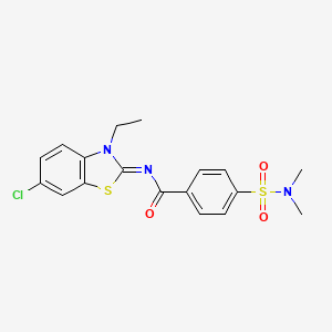 molecular formula C18H18ClN3O3S2 B2667412 N-[(2Z)-6-chloro-3-ethyl-2,3-dihydro-1,3-benzothiazol-2-ylidene]-4-(dimethylsulfamoyl)benzamide CAS No. 850910-02-0