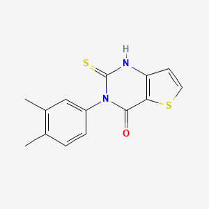molecular formula C14H12N2OS2 B2667452 3-(3,4-dimethylphenyl)-2-thioxo-2,3-dihydrothieno[3,2-d]pyrimidin-4(1H)-one CAS No. 440327-19-5