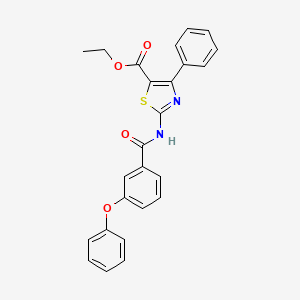 molecular formula C25H20N2O4S B2667469 ethyl 2-(3-phenoxybenzamido)-4-phenyl-1,3-thiazole-5-carboxylate CAS No. 326017-65-6