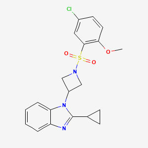 B2667516 1-[1-(5-Chloro-2-methoxyphenyl)sulfonylazetidin-3-yl]-2-cyclopropylbenzimidazole CAS No. 2379996-43-5