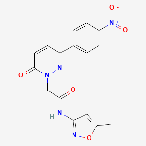 molecular formula C16H13N5O5 B2667542 N-(5-methylisoxazol-3-yl)-2-(3-(4-nitrophenyl)-6-oxopyridazin-1(6H)-yl)acetamide CAS No. 899990-65-9
