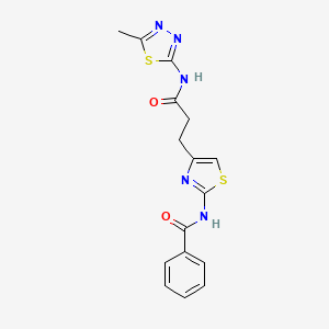 molecular formula C16H15N5O2S2 B2667581 N-(4-(3-((5-methyl-1,3,4-thiadiazol-2-yl)amino)-3-oxopropyl)thiazol-2-yl)benzamide CAS No. 1021227-49-5