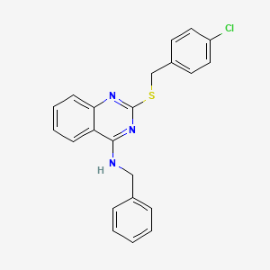 molecular formula C22H18ClN3S B2667589 N-benzyl-2-{[(4-chlorophenyl)methyl]sulfanyl}quinazolin-4-amine CAS No. 688354-49-6