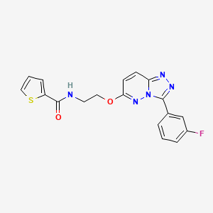 molecular formula C18H14FN5O2S B2667592 N-(2-((3-(3-fluorophenyl)-[1,2,4]triazolo[4,3-b]pyridazin-6-yl)oxy)ethyl)thiophene-2-carboxamide CAS No. 1021125-08-5