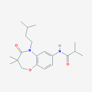 molecular formula C20H30N2O3 B2667598 N-(5-isopentyl-3,3-dimethyl-4-oxo-2,3,4,5-tetrahydrobenzo[b][1,4]oxazepin-7-yl)isobutyramide CAS No. 921817-87-0